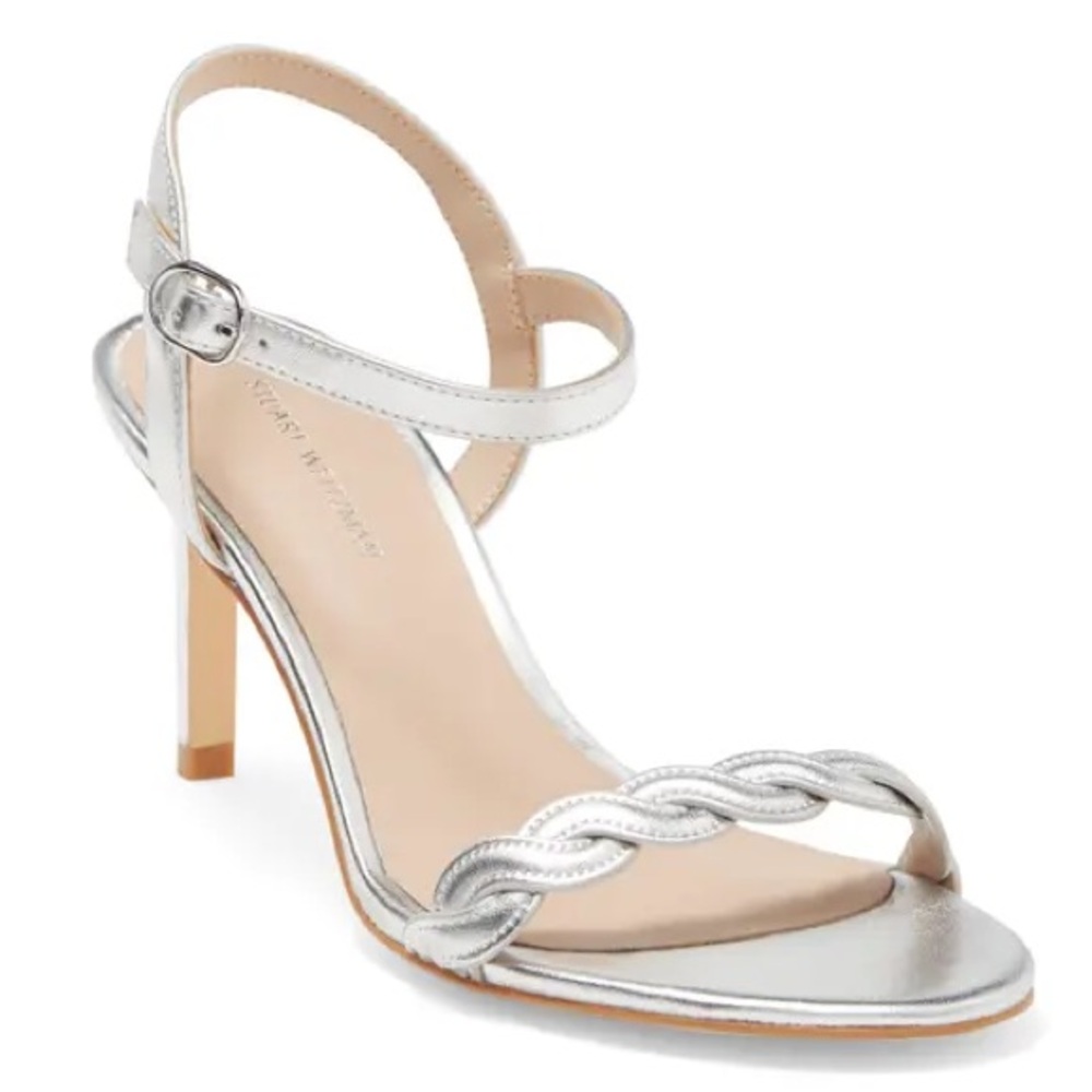 Stuart Weitzman Dancer Twistie 100
Leather Sandal In Silver